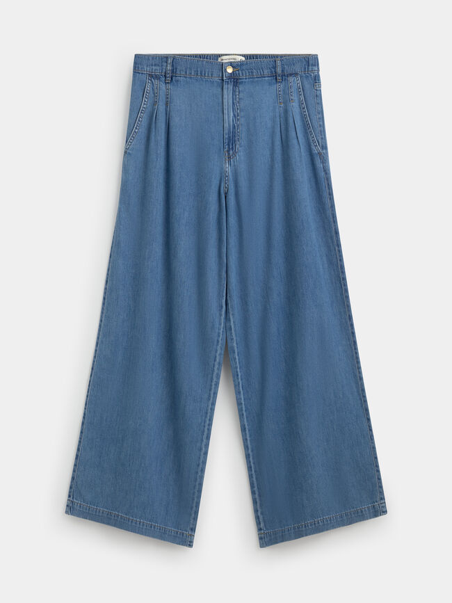 PANTALON VAQUERO HOJITAS Mid blue