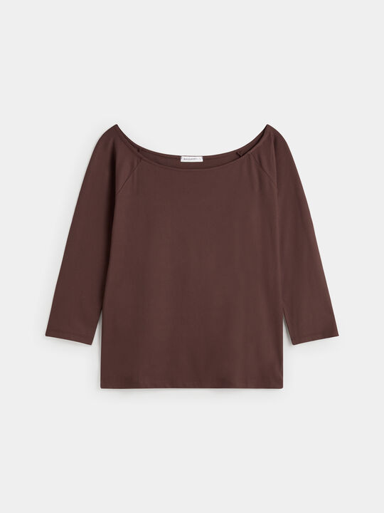 CAMISETA CUELLO BARCO Marron Oscuro image number null