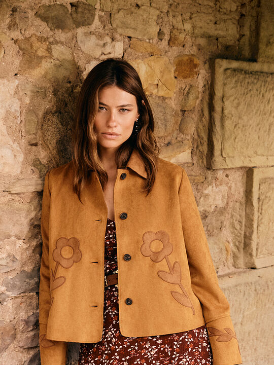 CHAQUETA ANTELINA FLORES OLIVA GOLD image number null