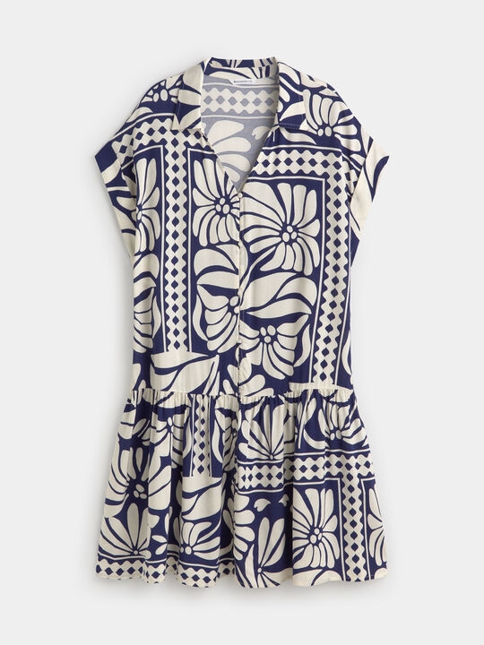 VESTIDO CORTO ESTAMPADO Azul Riviera image number null