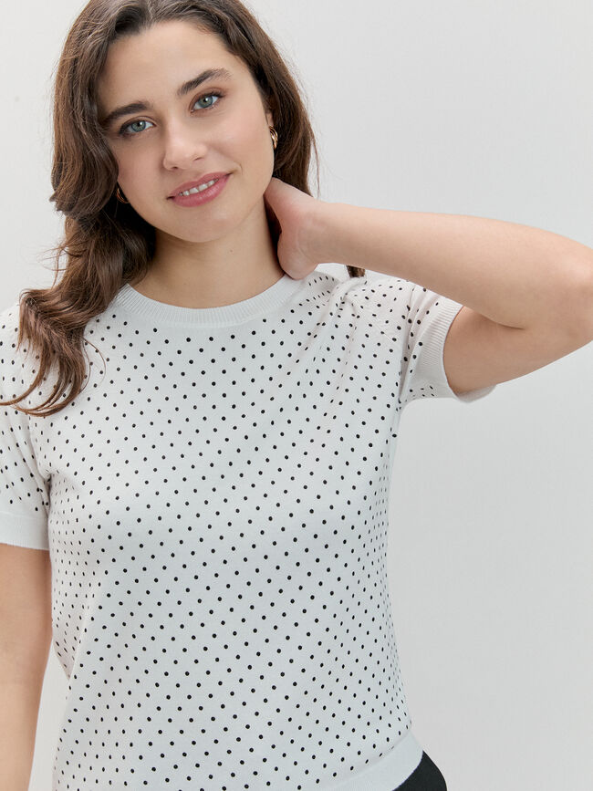 CAMISETA DETALLE TOPOS Blanco Optico