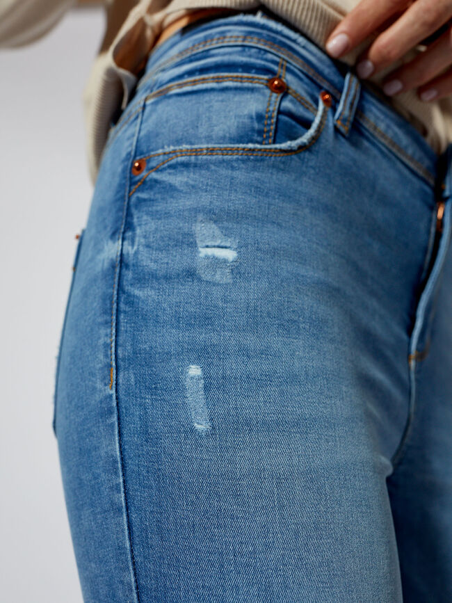 Vaquero pitillo crop Mid Blue Wash