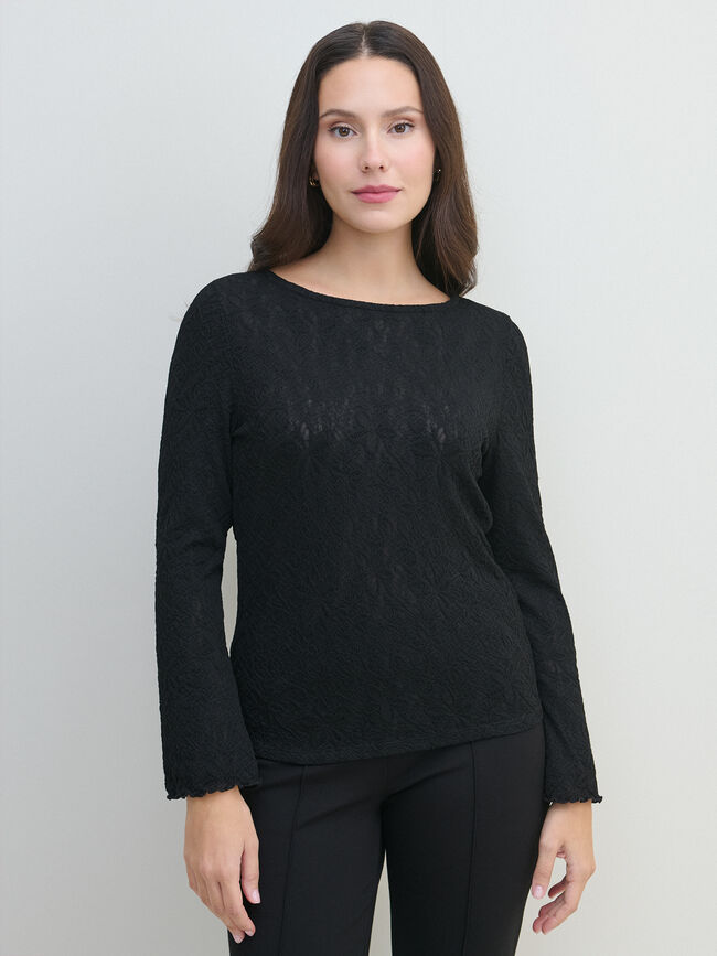 CAMISETA VOLANTED PECHO Negro