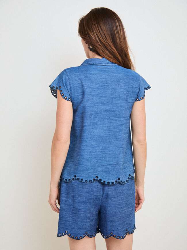 CAMISA VAQUERA TROQUELADA Dark blue