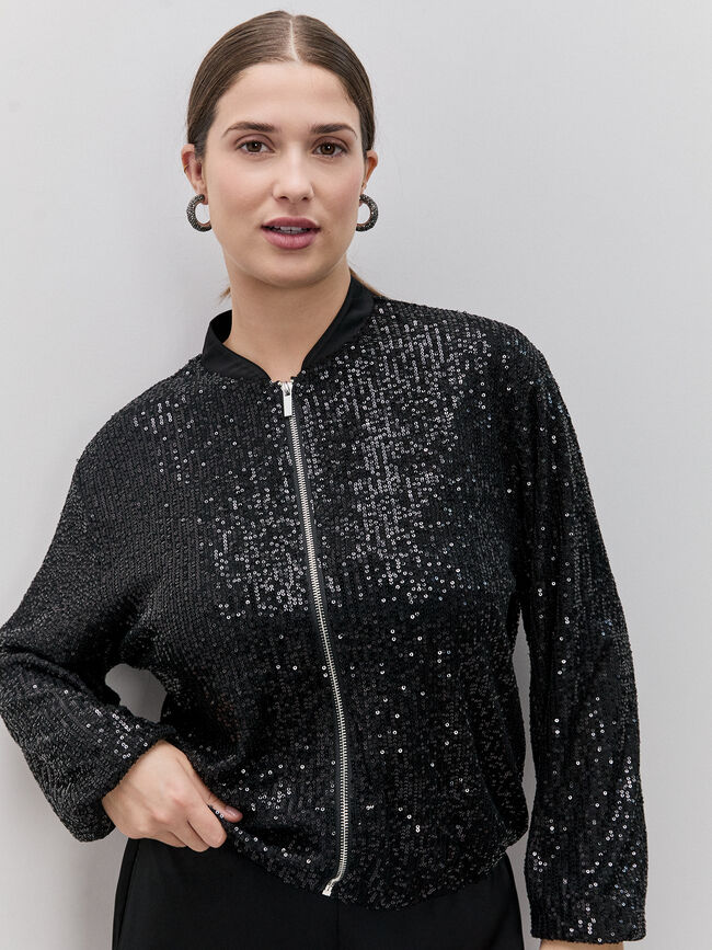 BOMBER DE LENTEJUELAS Negro