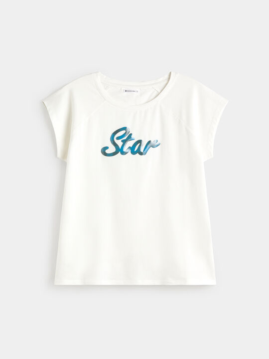 CAMISETA LETTERING GEL Blanco Hueso image number null