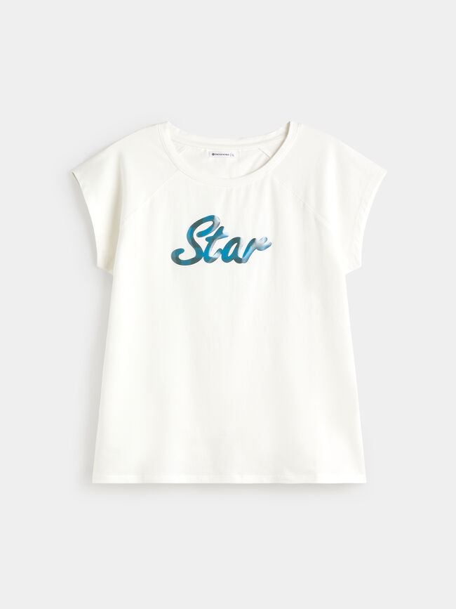 CAMISETA LETTERING GEL Blanco Hueso