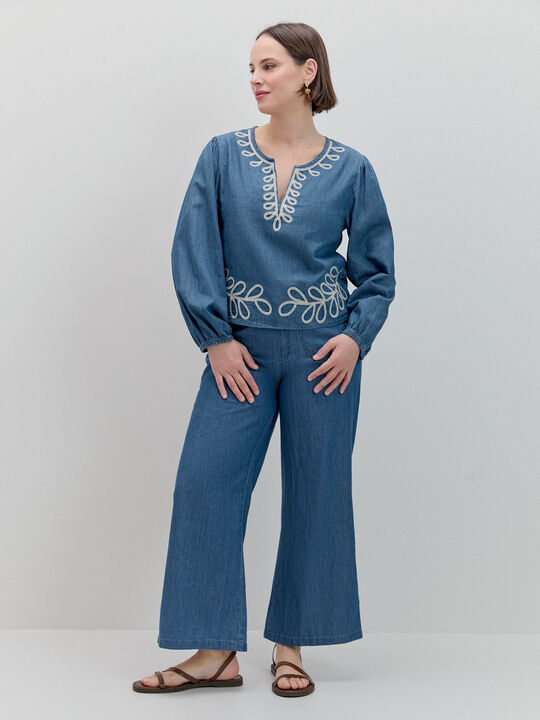 TOP VAQUERO BORDADO Mid blue image number null