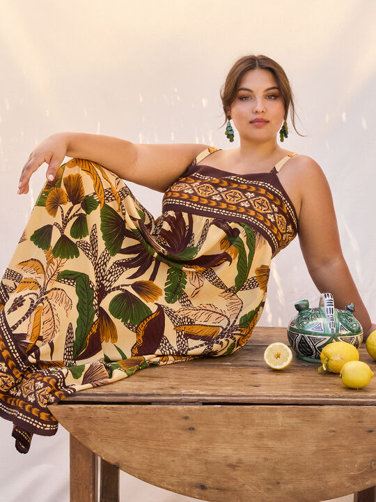 VESTIDO ESTAMPADO TIRANTES Light Ocre image number null
