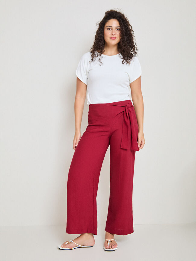 PANTAL&Oacute;N CINTURILLA LAZO Granate