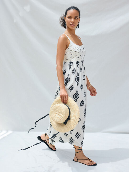 VESTIDO BORDADOS MIDI Negro image number null
