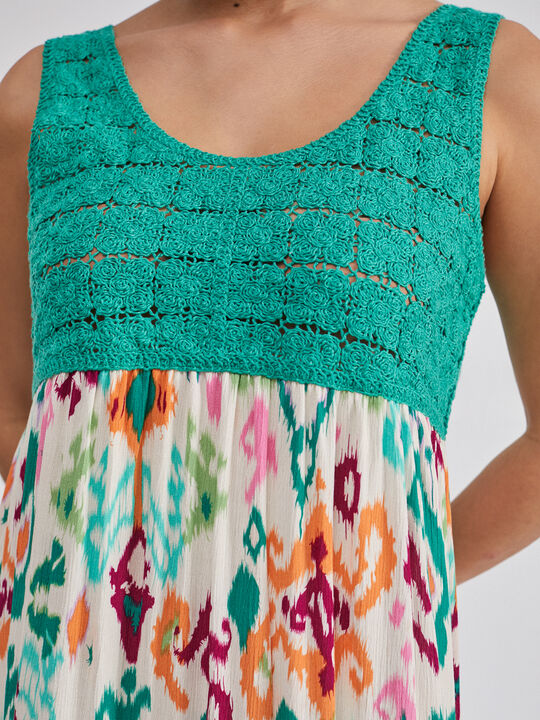 Vestido combinado crochet Verde image number null