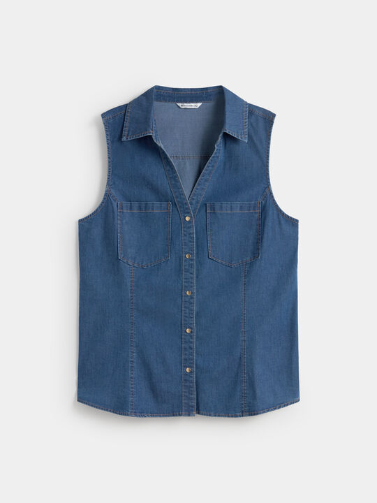 CAMISA VAQUERA SIN MANGAS Dark blue image number null