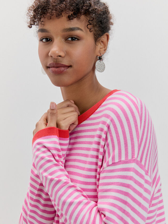 JERSEY RAYAS CONTRASTE Rosa