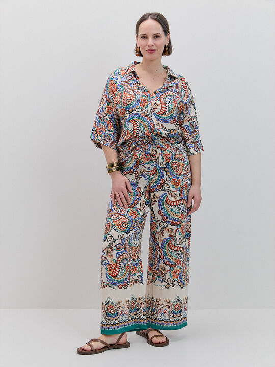 PANTAL&Oacute;N ANCHO GOMA Crudo image number null