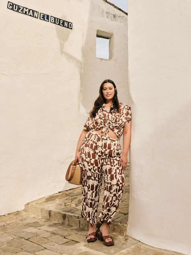 PANTALON FLUIDO ESTAMPADO Crudo