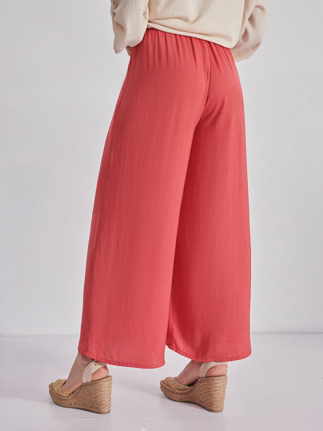 Pantalón fluido satinado Rojo Oscuro