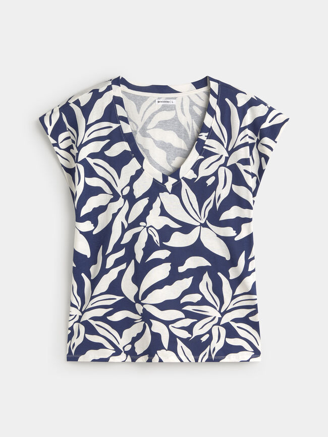 CAMISETA CUELLO PICO Estampado 1