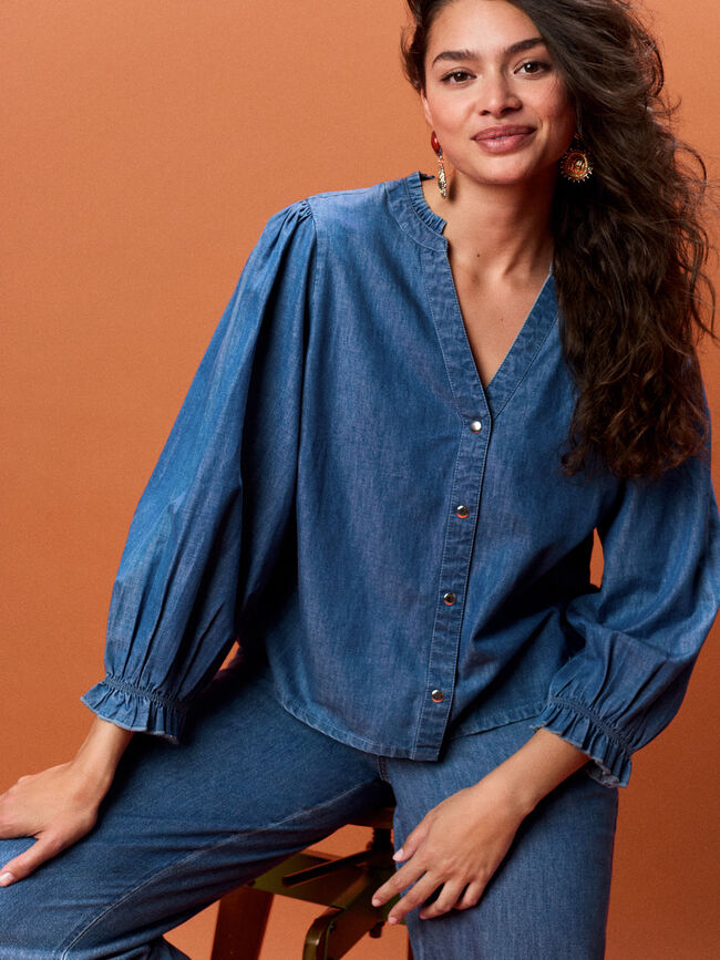 CAMISA VAQUERA VOLANTITO Dark blue