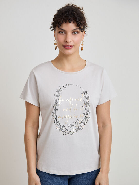 CAMISETA FLORES BRILLANTES Piedra image number null