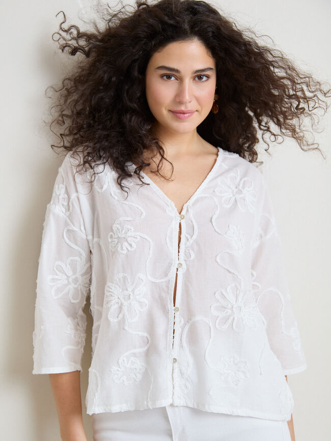 BLUSA FLORES BORDADAS Blanco Optico