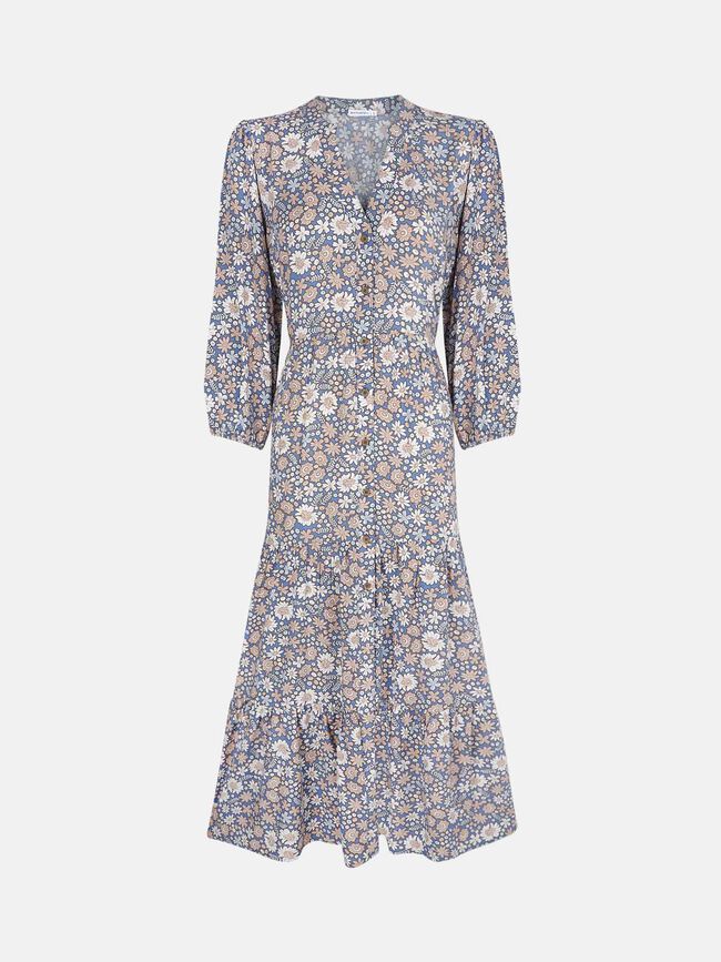 Vestido largo estampado Azul Ceruleo