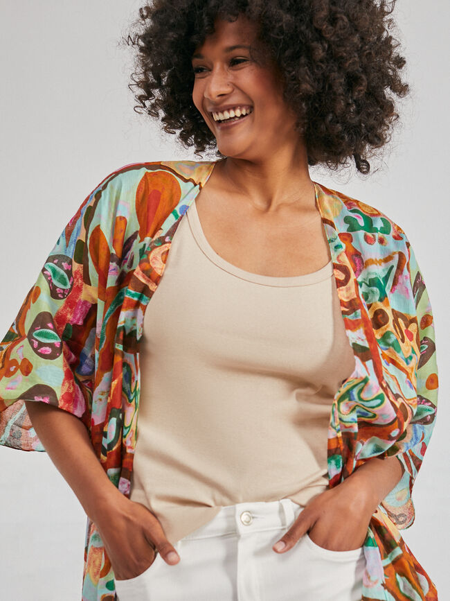 caftán fluido estampado Multicolor