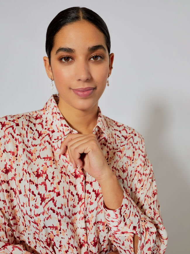 Blusa estampada satén Piedra