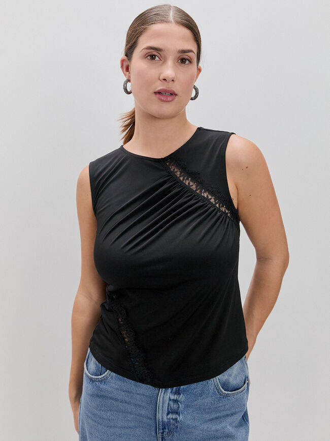 TOP DETALLE ENCAJE Negro