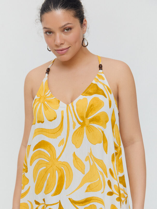 VESTIDO ESTAMPADO Mostaza