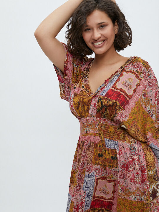 VESTIDO LUREX ESTAMPADO Barro image number null