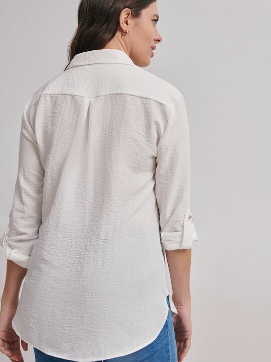 BLUSA CAMISERA Blanco Hueso image number null