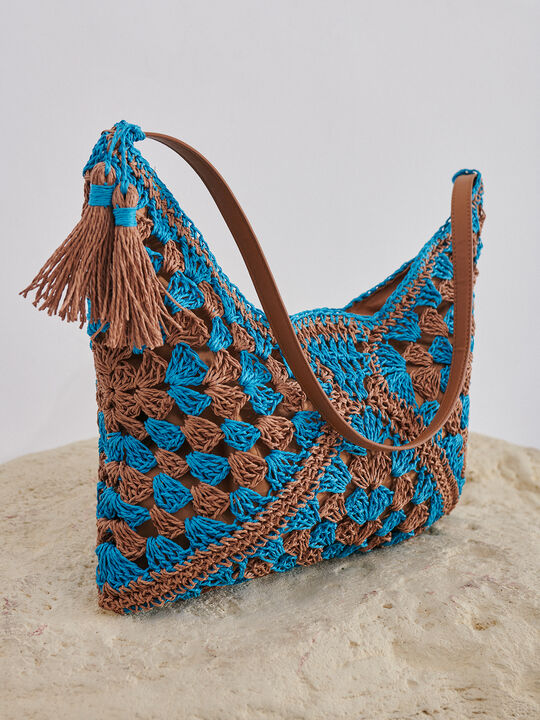Bolsa rafia grande combinado Turquesa image number null