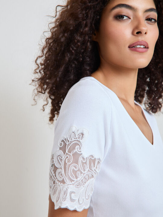 CAMISETA DETALLE MANGA Blanco Optico image number null