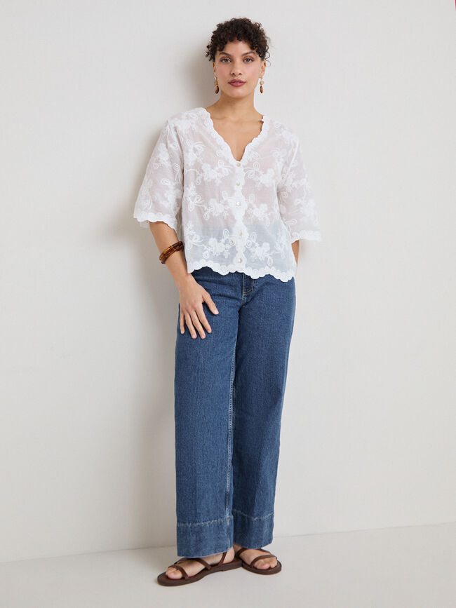 CAMISA R&Uacute;STICA BORDADOS Blanco Optico