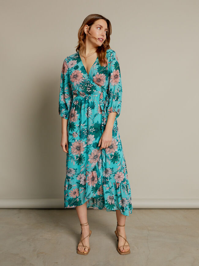 Vestido cruzado volante Estampado 1