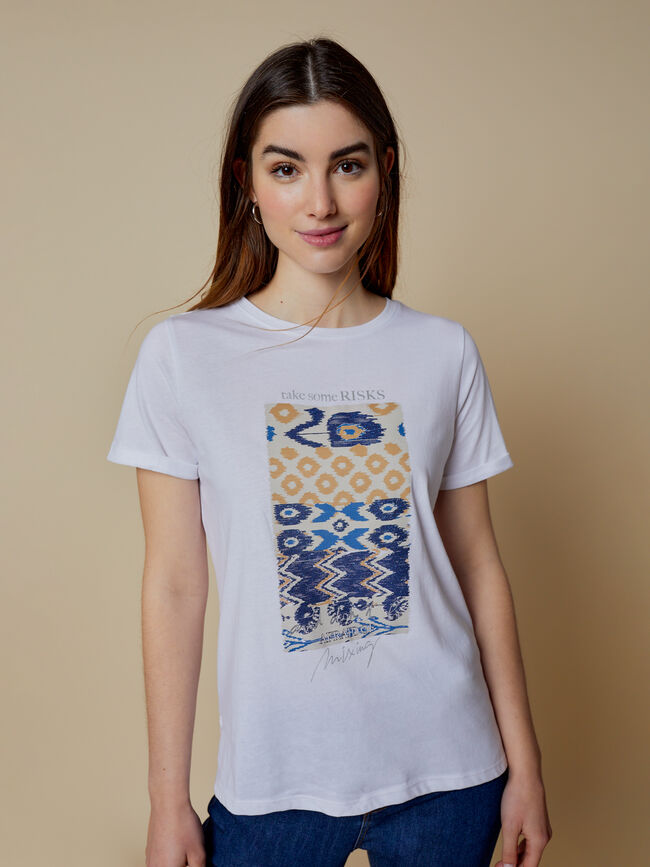 Camiseta detalle estampado Blanco Optico