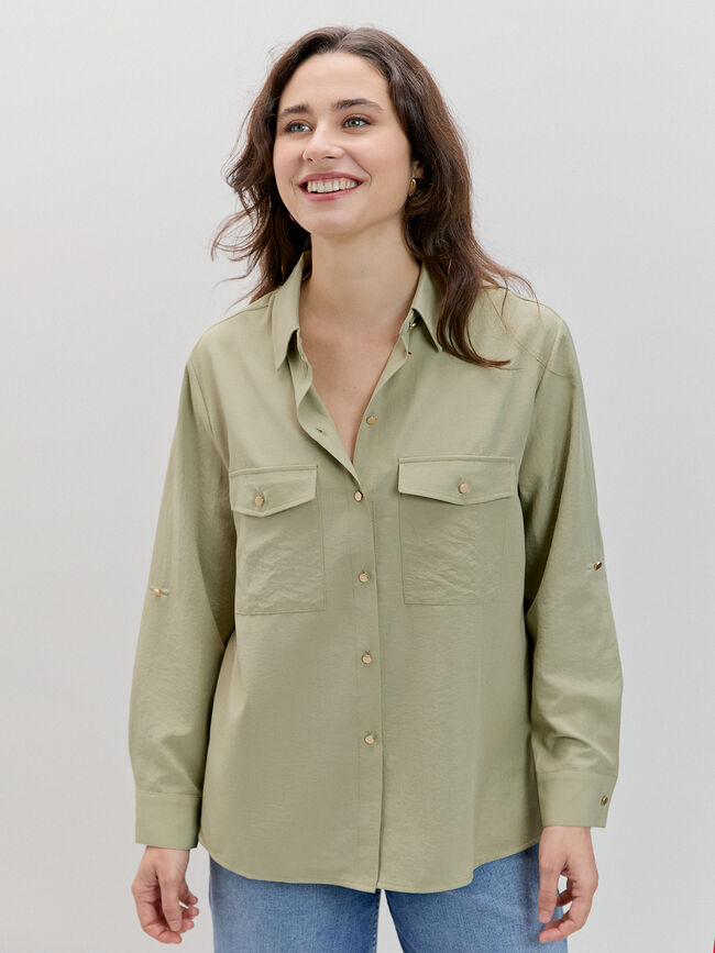 CAMISA MANGA LARGA kaki claro