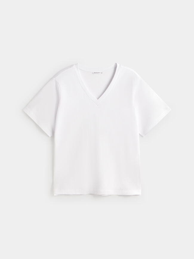 CAMISETA CUELLO PICO Blanco Optico