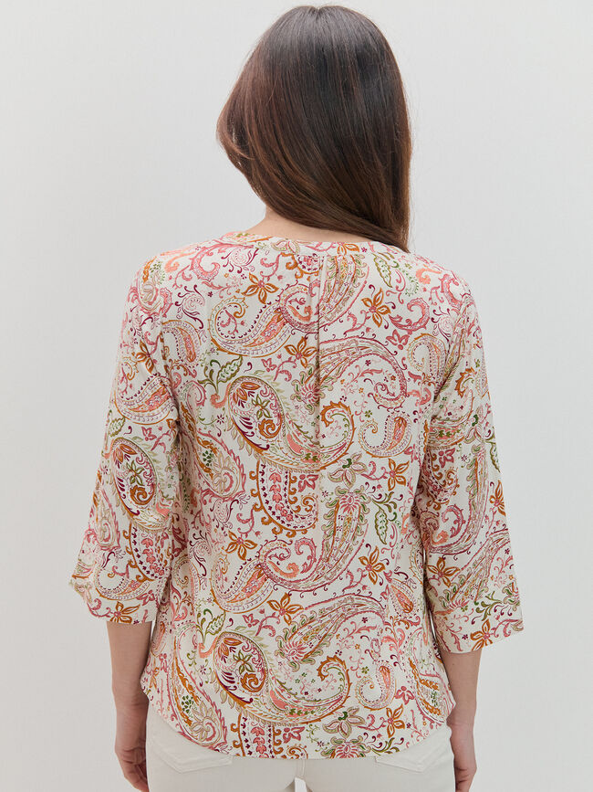 BLUSA FLUIDA ESTAMPADA Crudo