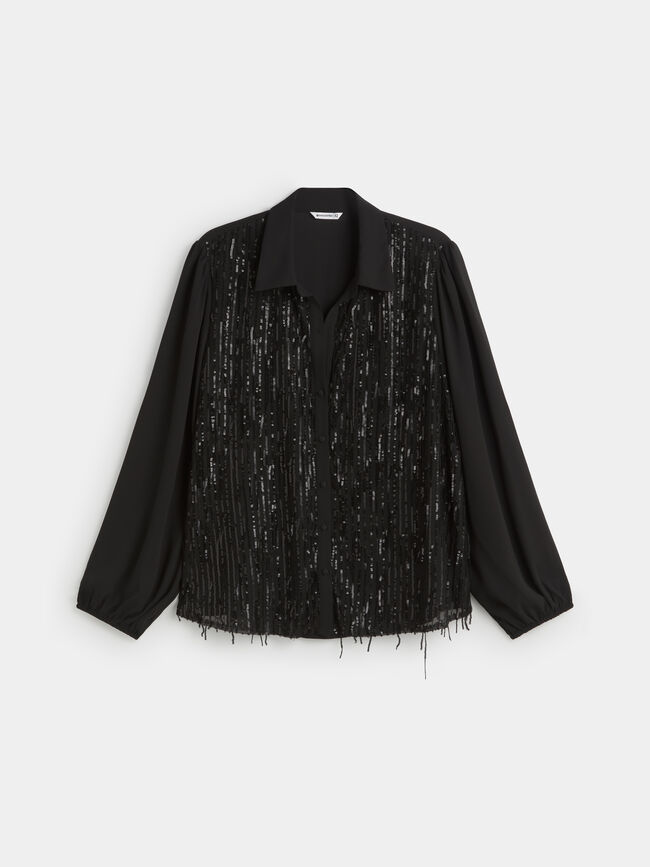CAMISA DE LENTEJUELAS Negro