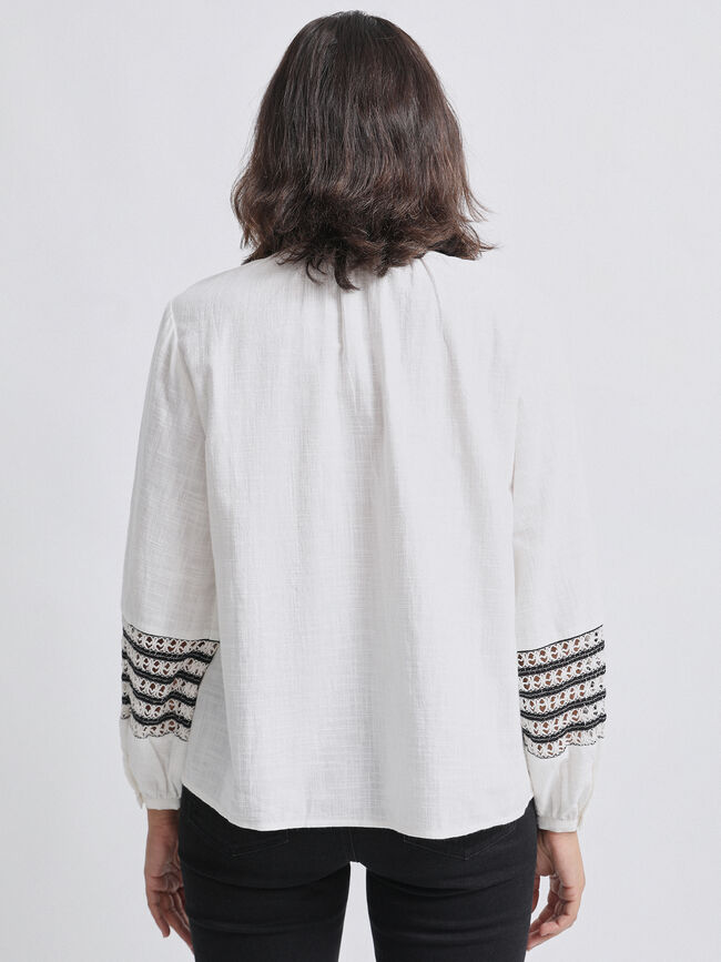BLUSA DETALLE MANGA Blanco Hueso