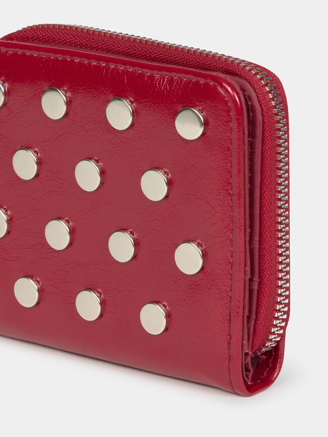 CARTERA TACHAS CHAROL Rojo Cereza