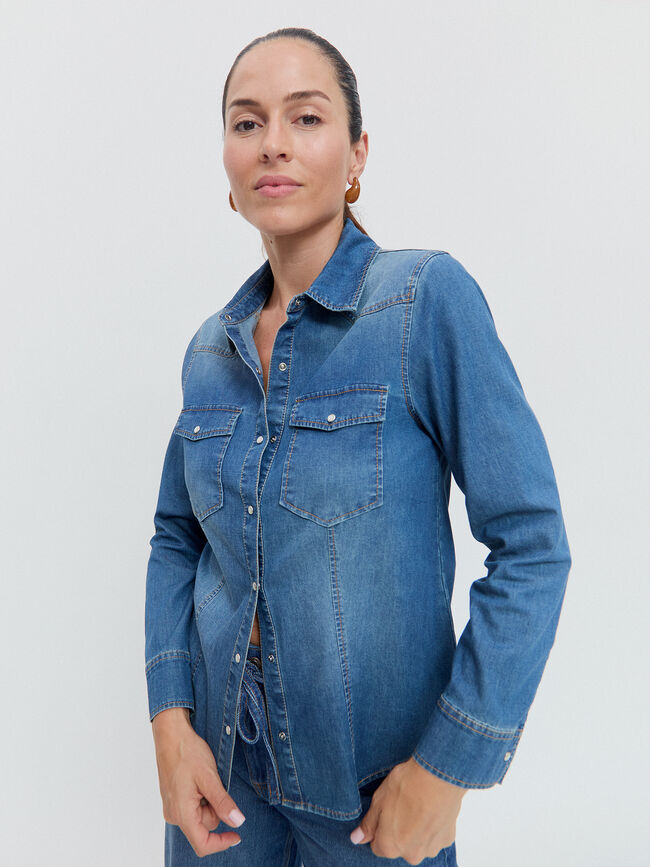 CAMISA VAQUERA BASICA Mid blue