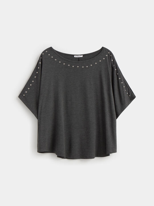 CAMISETA  DETALLES TACHAS Gris Oscuro image number null