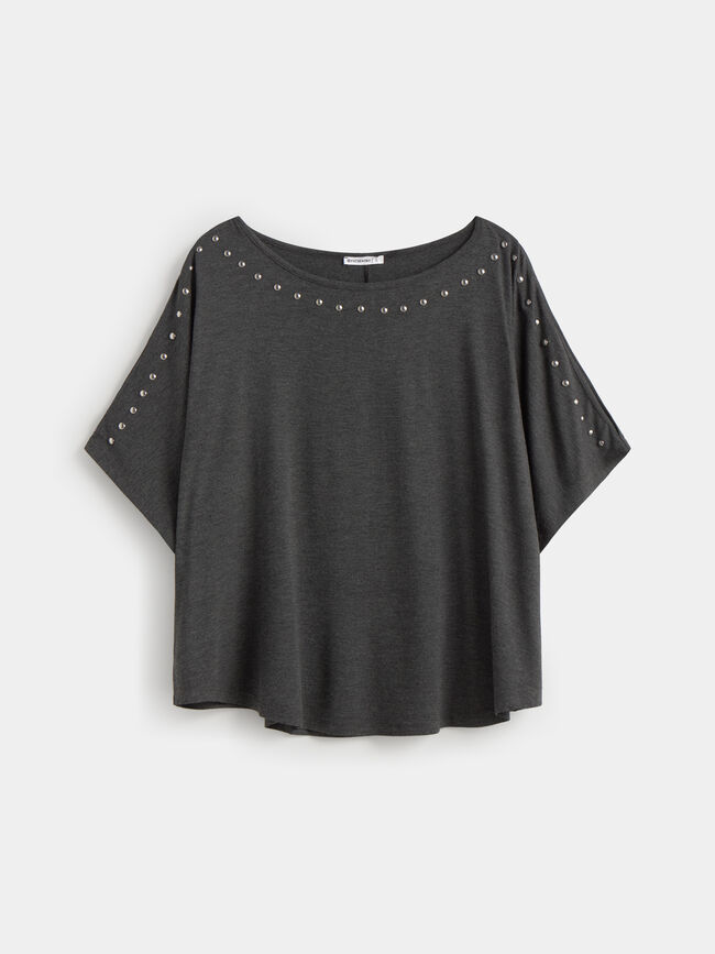 CAMISETA  DETALLES TACHAS Gris Oscuro