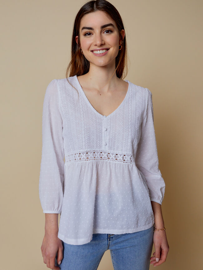CAMISETA CON DETALLE MANGA PLUMETI Blanco Optico