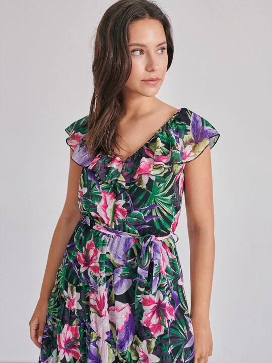 Vestido volantes estampado Estampado 1 image number null