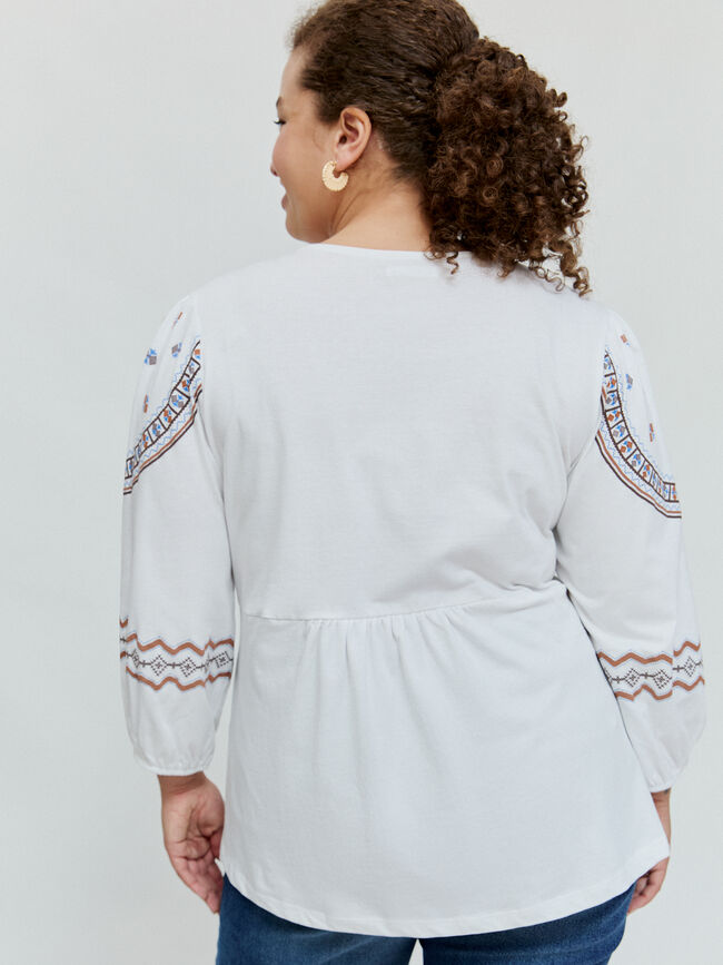 CAMISETA BIMATERIA BORDADA Blanco Optico