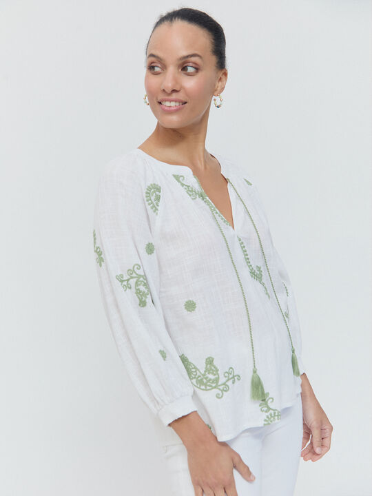 BLUSA BORDADA Blanco Optico image number null